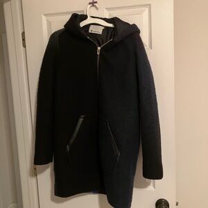 T by Alexander Wang Horizon Stripe Double-Breasted Ombre Wool Car Coat Size 2